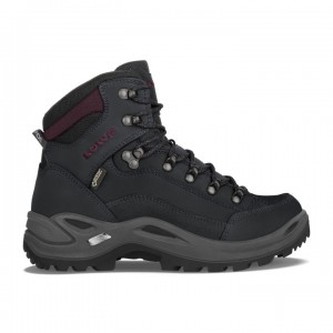 Black / Burgundy Women's Lowa Renegade GTX Mid WS Hiking Boots | FG2752-758