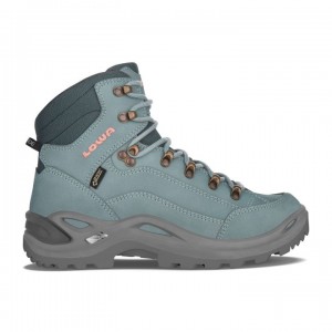 Blue / Grey Women's Lowa Renegade GTX Mid WS Hiking Boots | YN2799-585