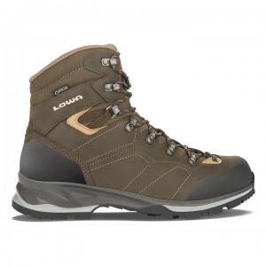 Dark Brown / Beige Men's Lowa Santiago GTX Walking Boots | JN3355-099