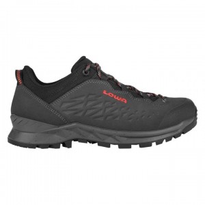 Dark Grey / Red Men's Lowa Explorer Lo Walking Shoes | OC1838-452