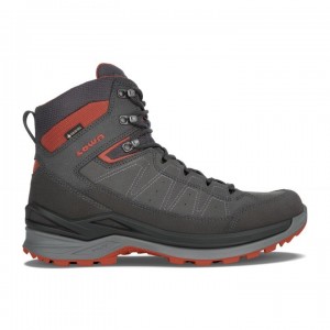 Dark Grey / Red Men's Lowa Toro Evo GTX Mid Hiking Boots | UQ2354-838