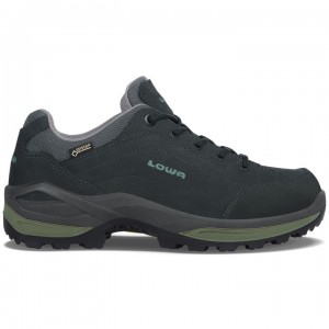 Deep Grey / Green Women's Lowa Renegade GTX Lo WS Hiking Shoes | NE2050-259