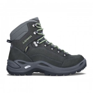 Deep Grey / Green Women's Lowa Renegade GTX Mid WS Hiking Boots | JI2858-441