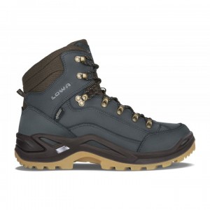 Navy / Yellow Men's Lowa Renegade GTX Mid Hiking Boots | QE3121-084