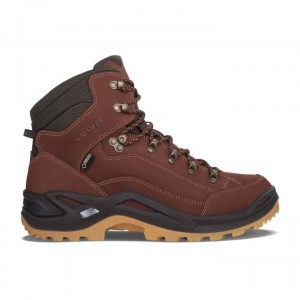 Red / Dark Brown Men's Lowa Renegade GTX Mid Hiking Boots | BI3145-170