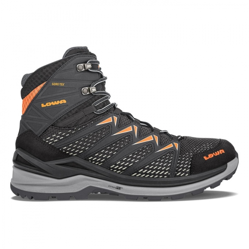 Black / Orange Men\'s Lowa Innox Pro GTX Mid Sports Shoes | MI2255-819