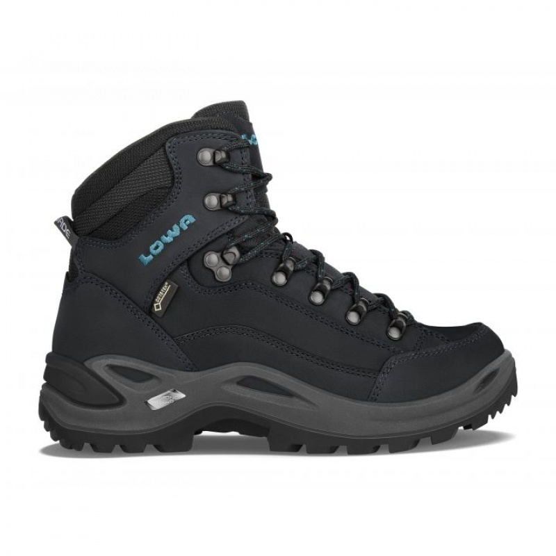 Black / Turquoise Women\'s Lowa Renegade GTX Mid WS S (Narrow) Hiking Boots | MY2760-206