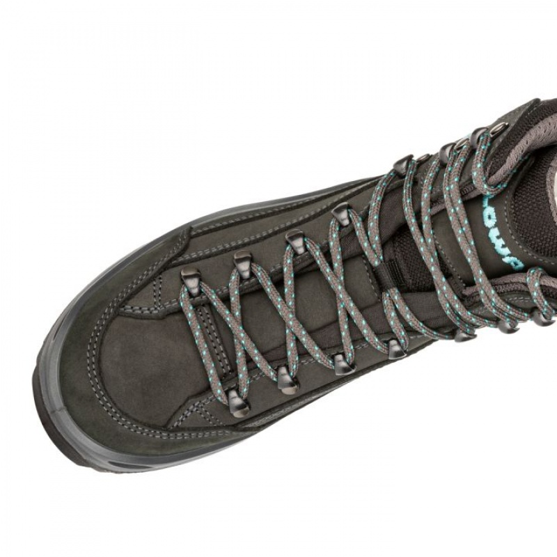 Black / Turquoise Women's Lowa Renegade GTX Mid WS Hiking Boots | RB2777-325