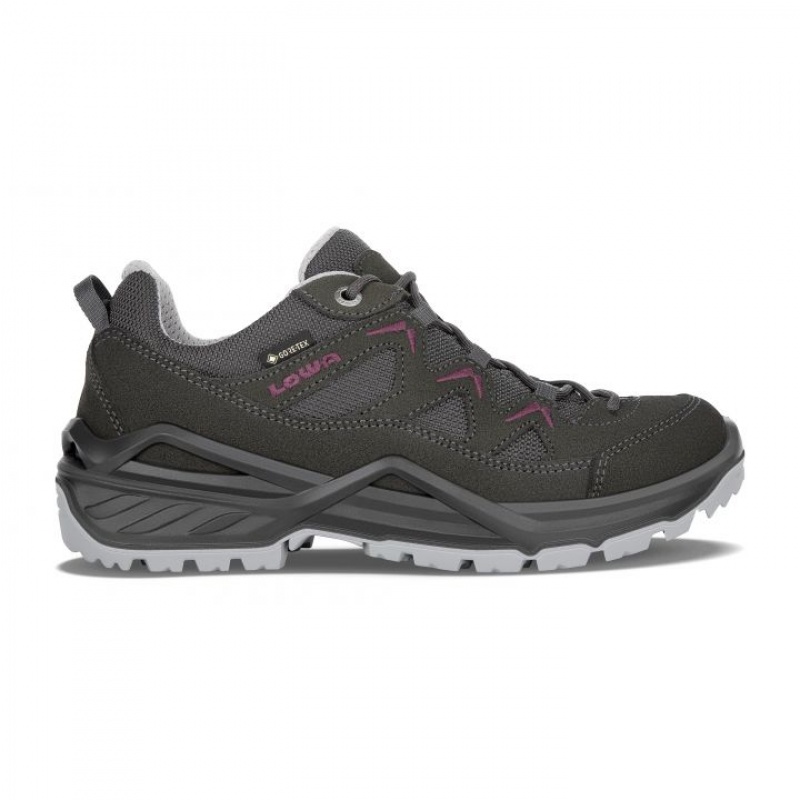 Dark Grey / Burgundy Women\'s Lowa Sirkos Evo GTX LO WS Climbing Shoes | YP1134-794