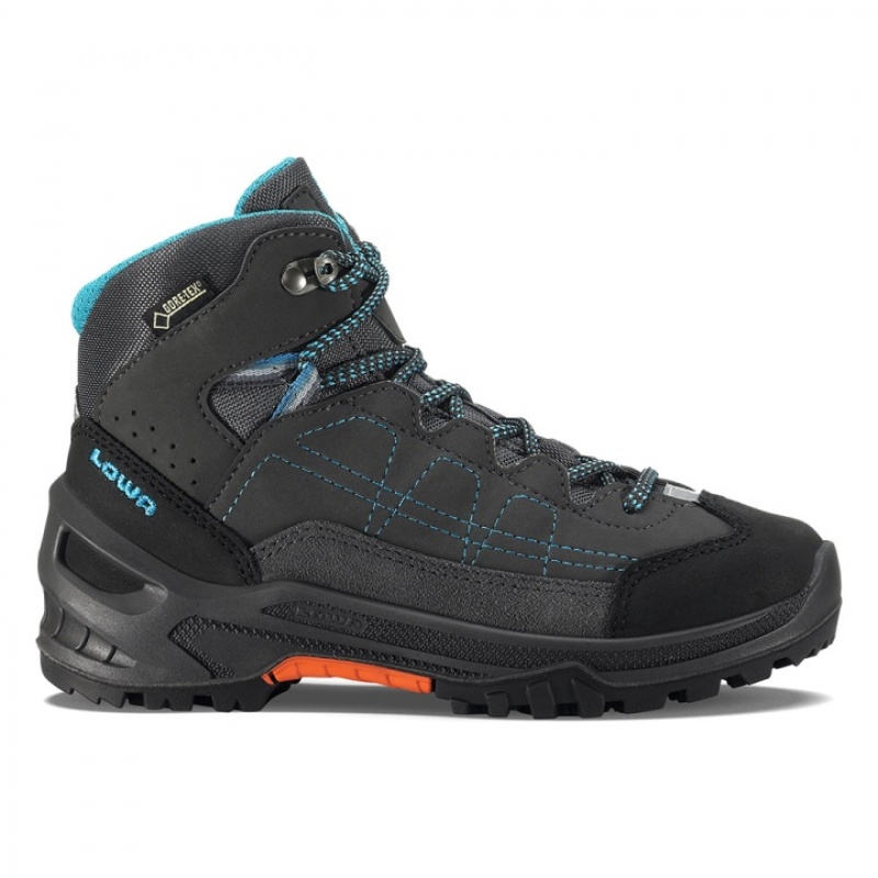 Dark Grey / Turquoise Kids\' Lowa Approach GTX Mid Boots | BI96-202