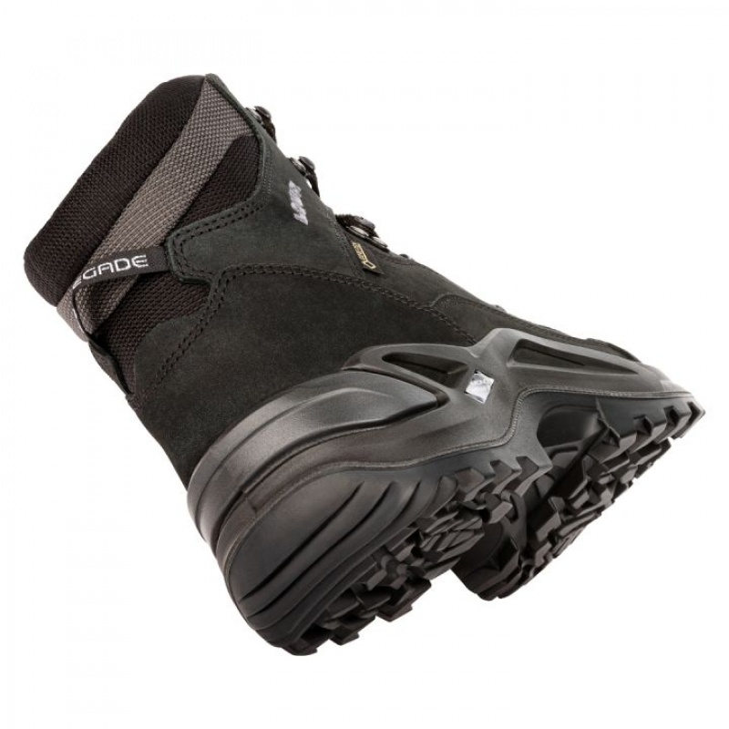 Deep Black Men's Lowa Renegade GTX Mid W (Wide) Hiking Boots | ME3078-647