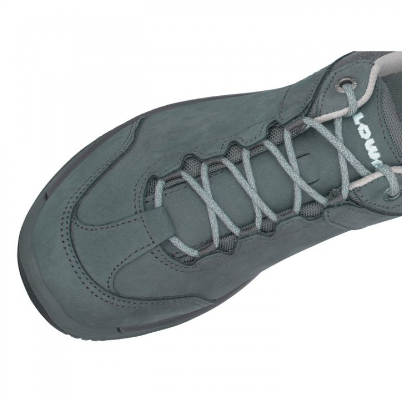 Deep Grey / Green Women's Lowa Locarno GTX Lo WS Hiking Shoes | FJ1786-825