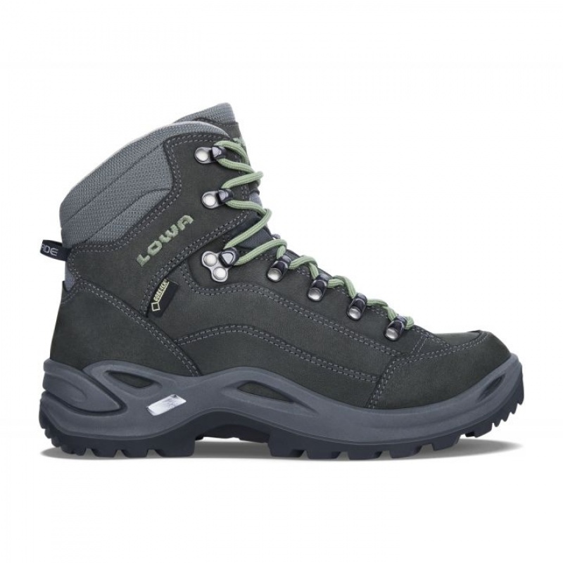 Deep Grey / Green Women\'s Lowa Renegade GTX Mid WS Hiking Boots | JI2858-441