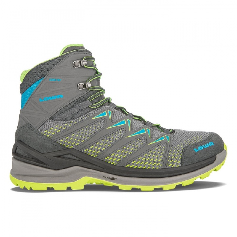 Deep Grey / Light Green Men\'s Lowa Innox Pro GTX Mid Sports Shoes | KV2265-475