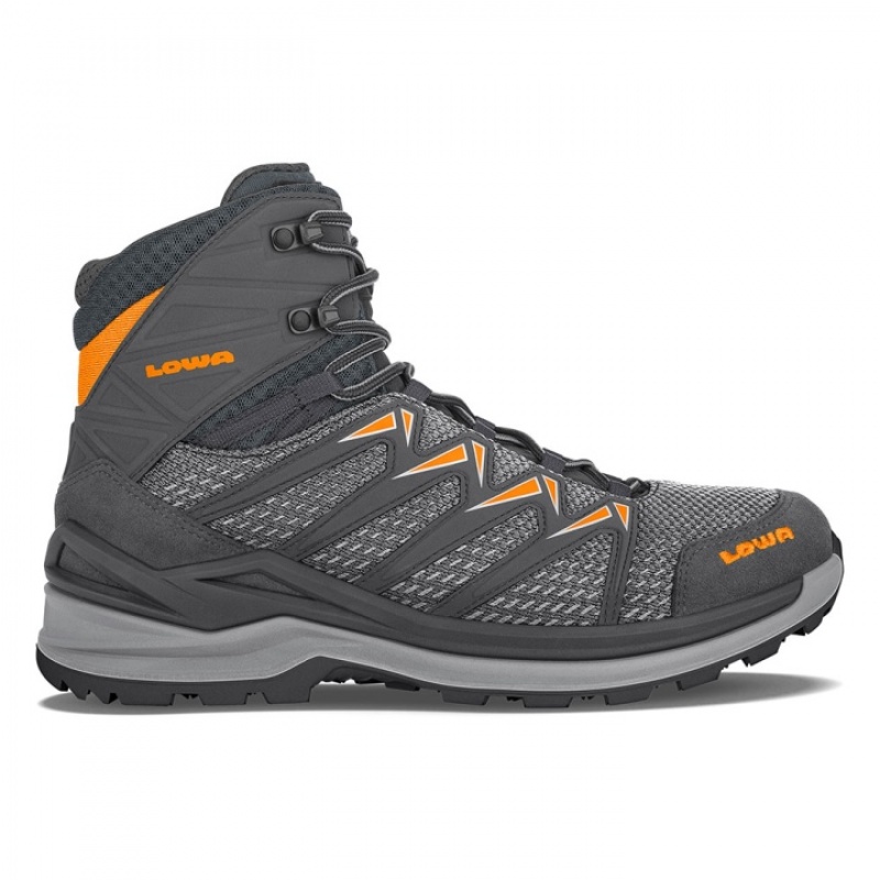 Deep Grey / Orange Men\'s Lowa Innox Pro Mid Sports Shoes | YL1338-675