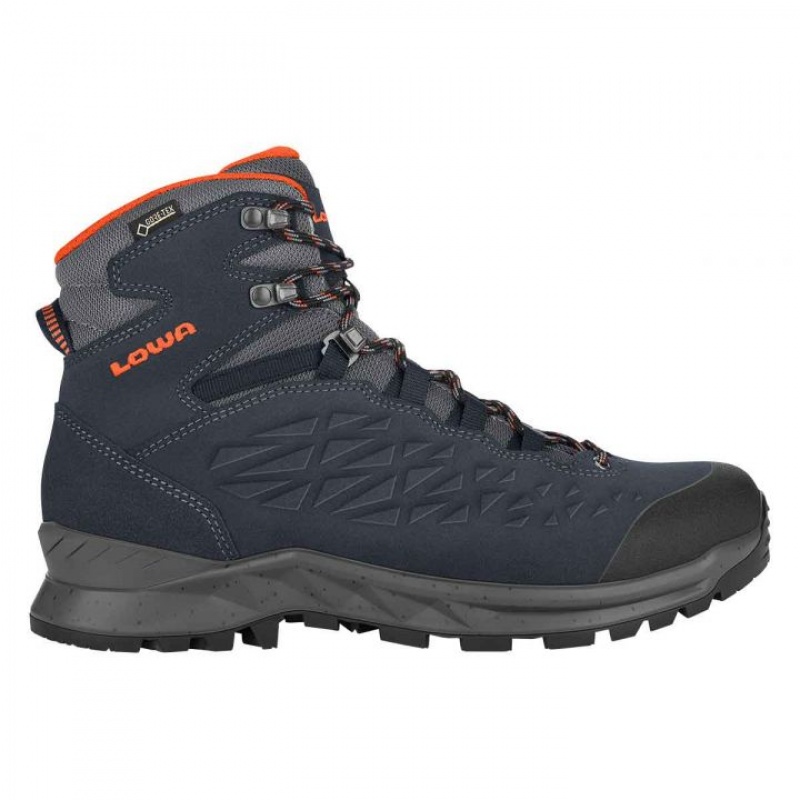 Navy / Orange Men\'s Lowa Explorer GTX Mid Walking Boots | GV3104-457