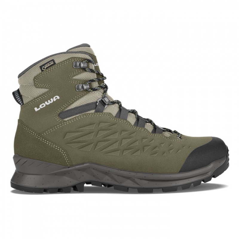 Olive / Grey Men\'s Lowa Explorer GTX Mid Walking Boots | QW2565-152