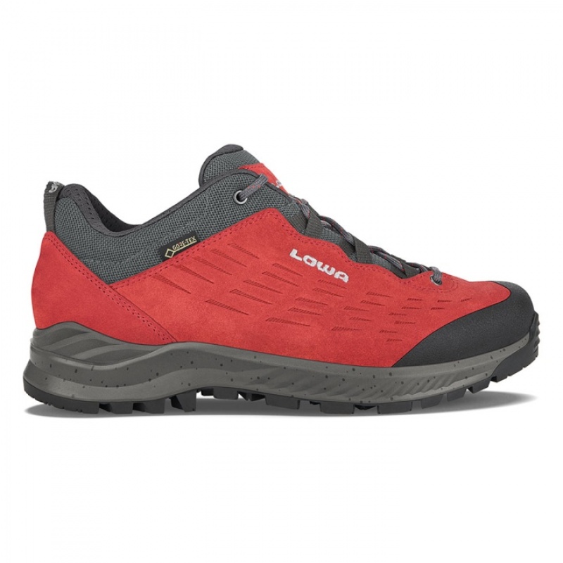 Red / Grey Women\'s Lowa Explorer Lo GTX WS Walking Shoes | WU1255-317